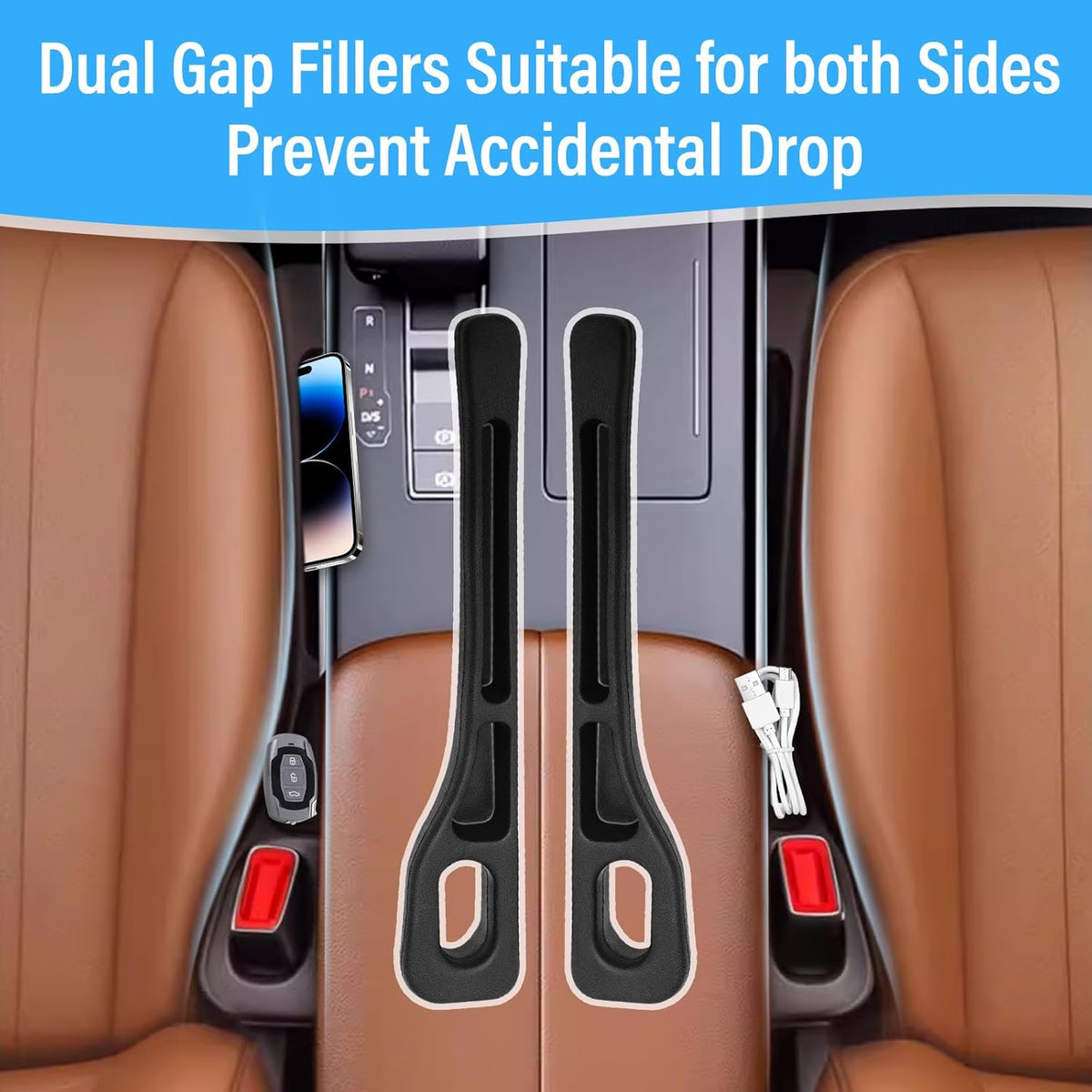 Pack of 2 Car Seat Gap Filler, Car Filler Organiser